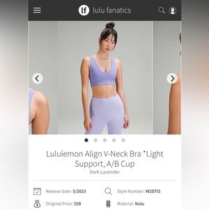 Lululemon Align V-Neck Bra *Light Support, A/B Cup
